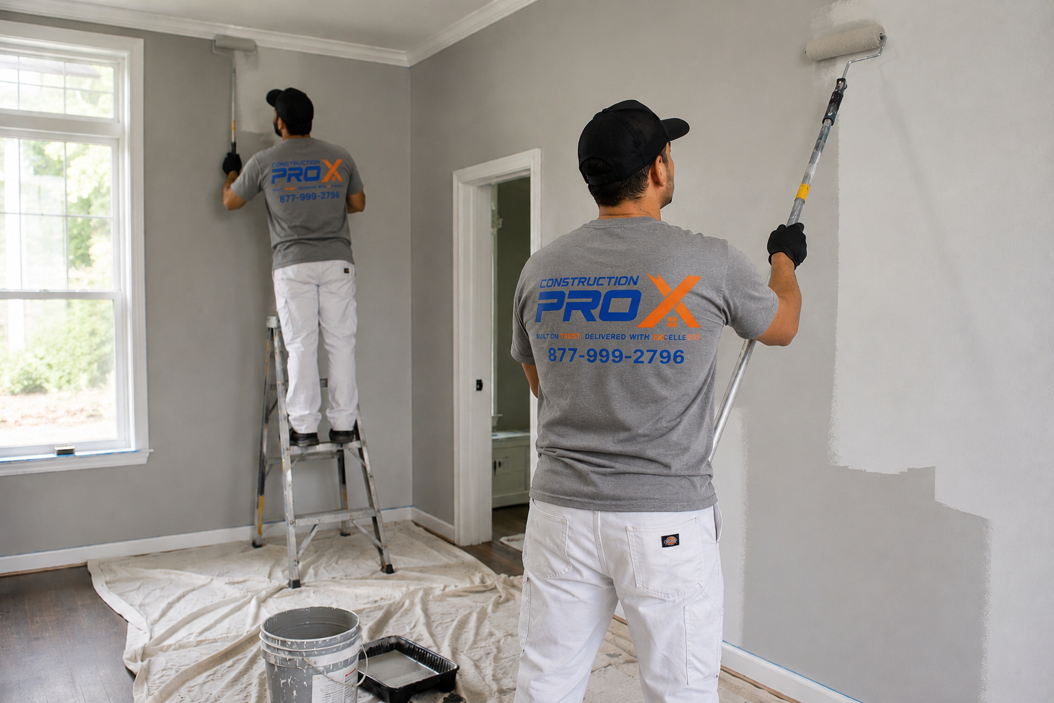 Interior painting crew in action